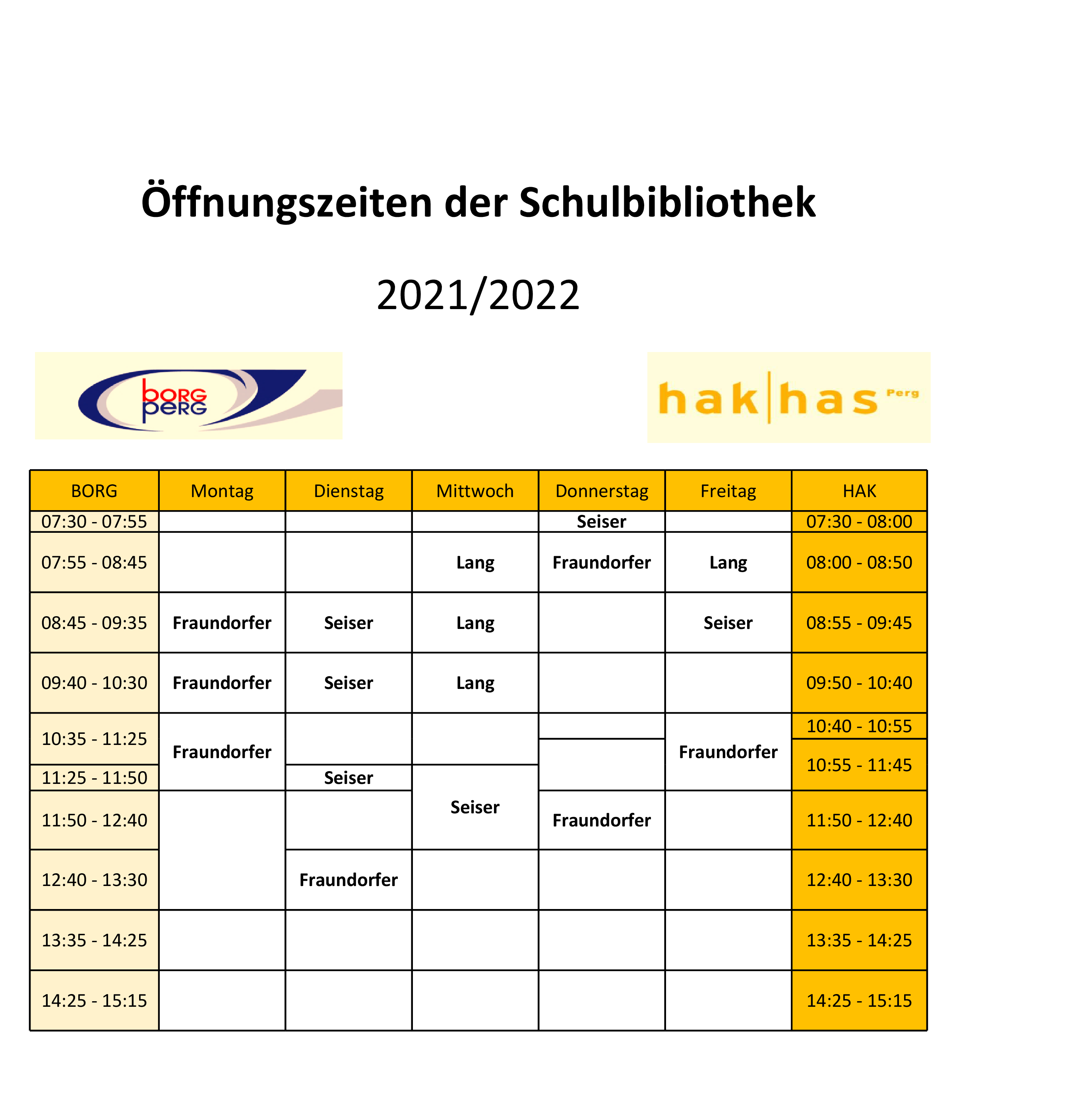 Öffnungszeiten Bibliothek 2021_2022